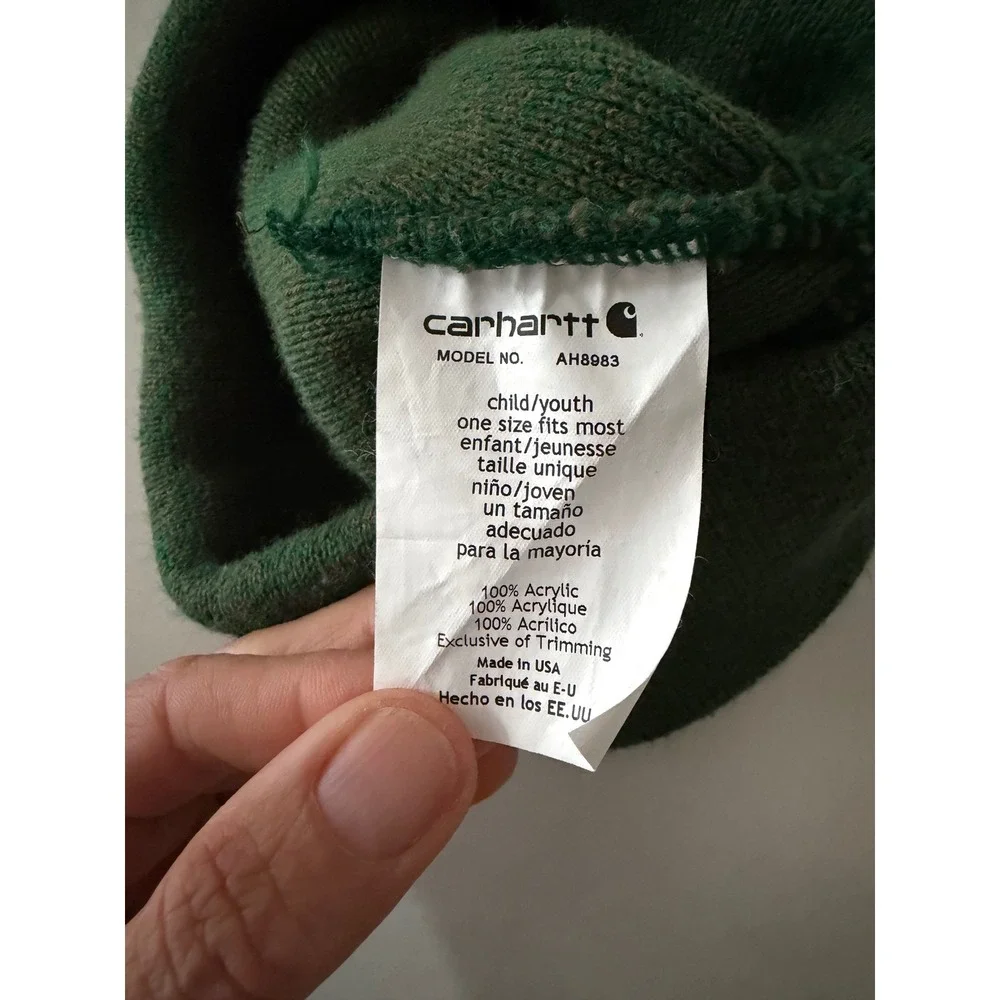 Carhartt Kids Green Acrylic Watch Hat Beanie Child Youth AH8983 Made in USA
